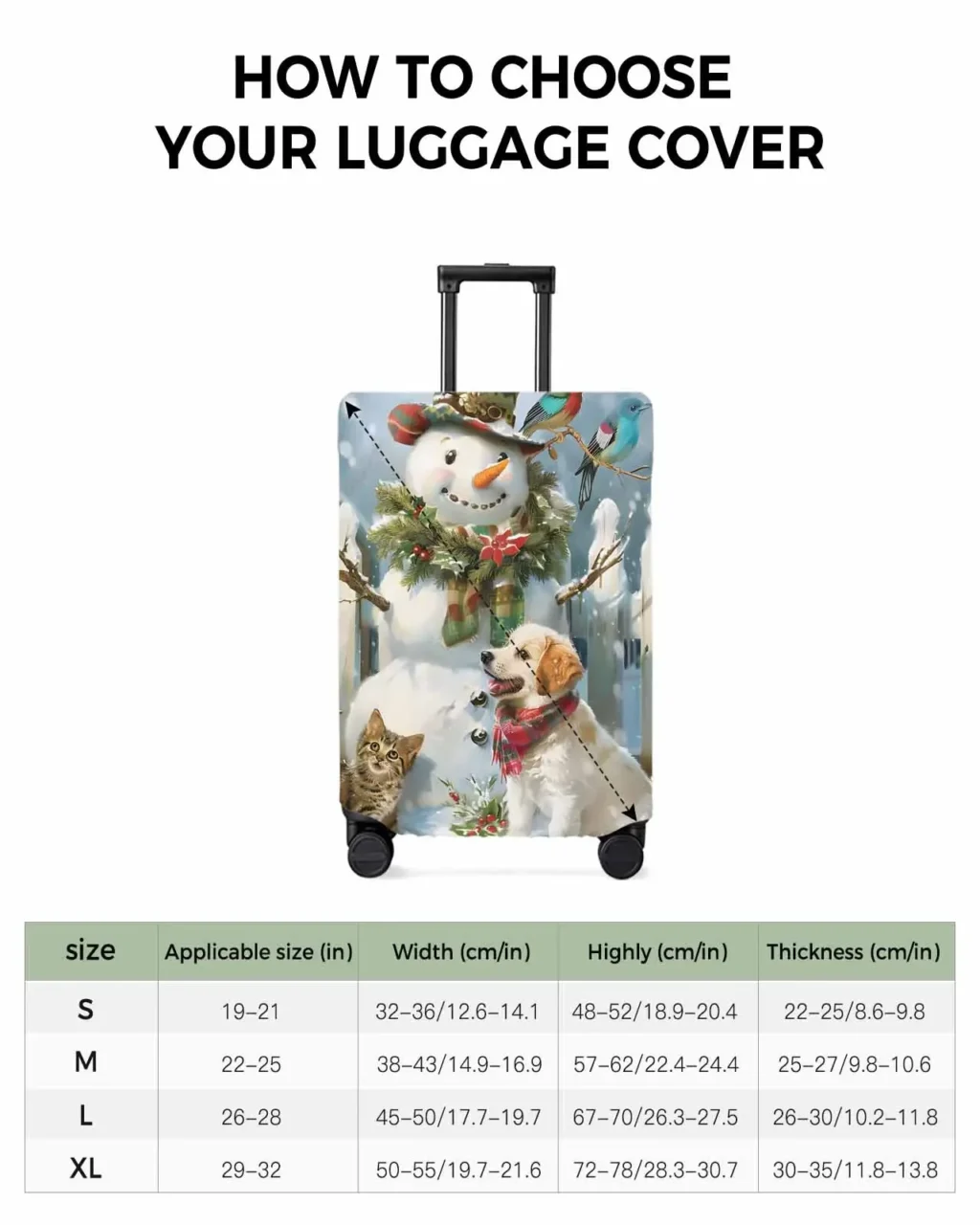 kf S35023d7b8bd046eea10feabd2e9125e3r Christmas Farm Snowman Protective Cover For Travel Accessories Suitcase Elastic Dust Case Protect Sleeve - Luggage Cover UK Store