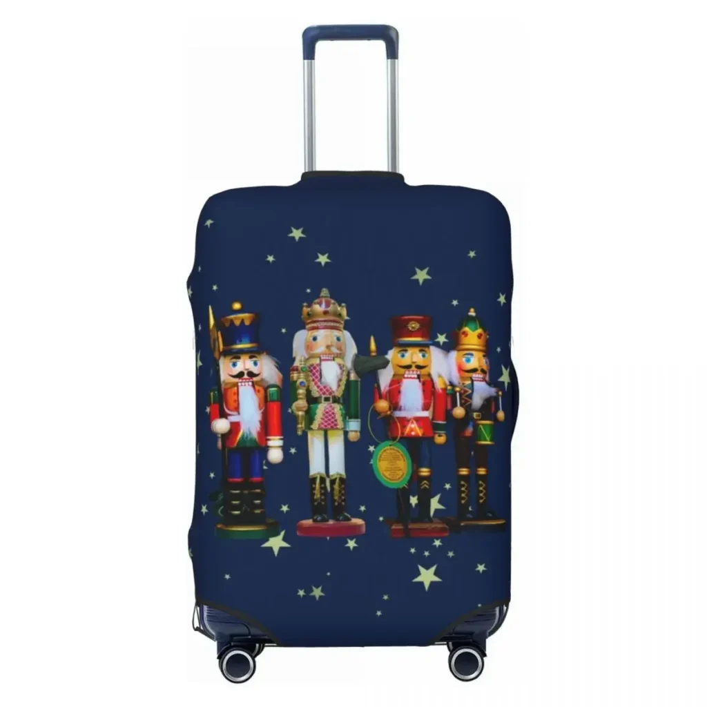 kf S507fc3dc11374566a86157700c56ecaeM Holiday Nutcrackers Luggage Cover Protector Christmas Nutcracker Cartoon Toy Soldier Travel Suitcase Covers for 18 32 - Luggage Cover UK Store