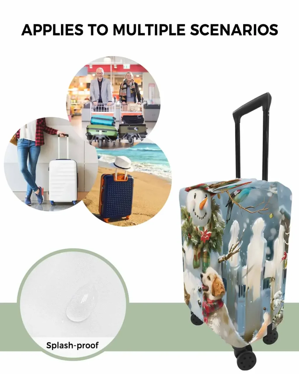 kf Sacee742f3c27407e97af4e241bf6f167H Christmas Farm Snowman Protective Cover For Travel Accessories Suitcase Elastic Dust Case Protect Sleeve - Luggage Cover UK Store